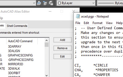 Change commands in AutoCAD